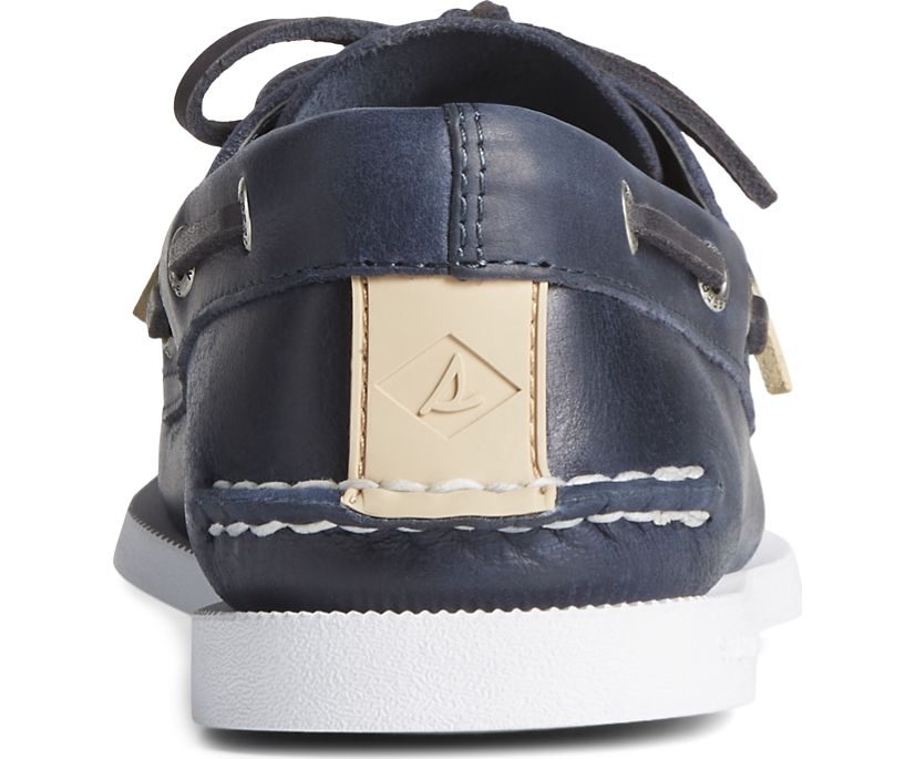 Zapatos del Barco Sperry Authentic Original 2-Eye Pull Up Cuero Azul Marino | BRXDNA108