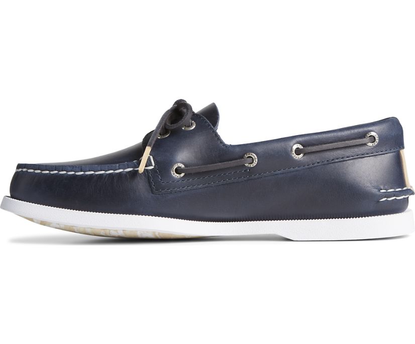 Zapatos del Barco Sperry Authentic Original 2-Eye Pull Up Cuero Azul Marino | BRXDNA108