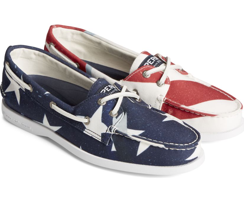 Zapatos del Barco Sperry Authentic Original Americana Stars & Stripes 2-Eye Rojas Blancas Azules | GKHMOL501