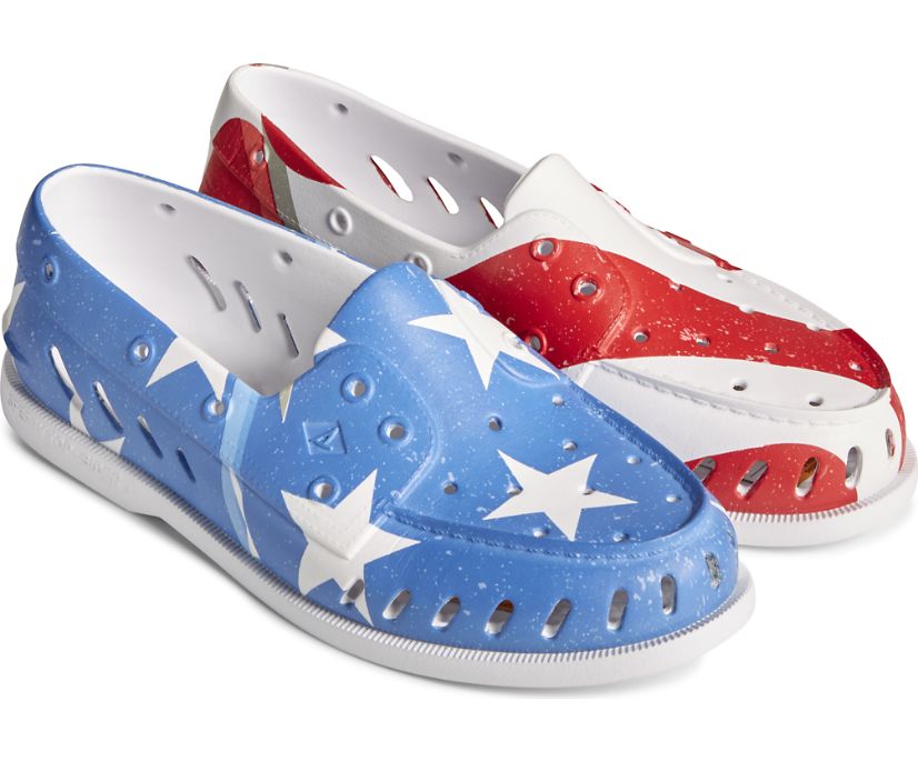 Zapatos del Barco Sperry Authentic Original Float Americana Rojas Blancas Azules | HDEQCA012