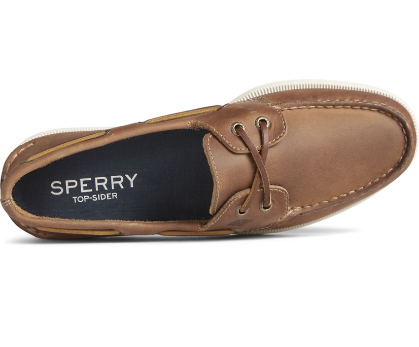 Zapatos del Barco Sperry Authentic Original Cross Lace Cuero Marrones | KOUVEH261