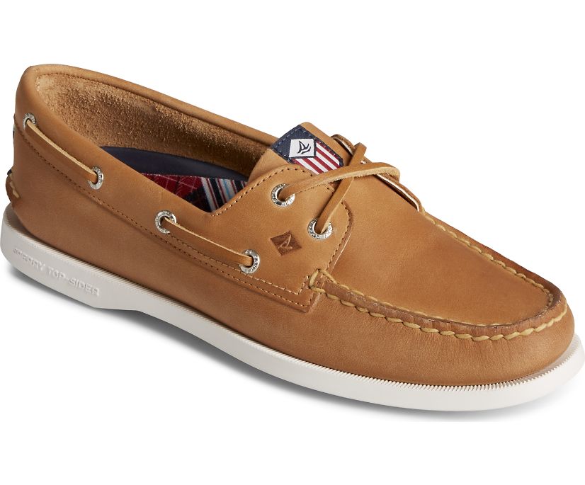 Zapatos del Barco Sperry Authentic Original Americana 2-Eye Cuero Marrones | MQAYDF452