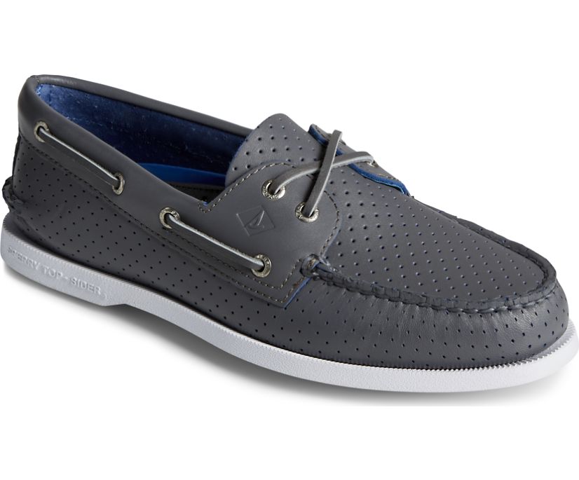 Zapatos del Barco Sperry Authentic Original 2-Eye Perforated Gris | OXYSHI574