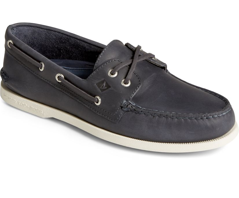 Zapatos del Barco Sperry Authentic Original Cross Lace Cuero Azul Marino | PCKIDY265