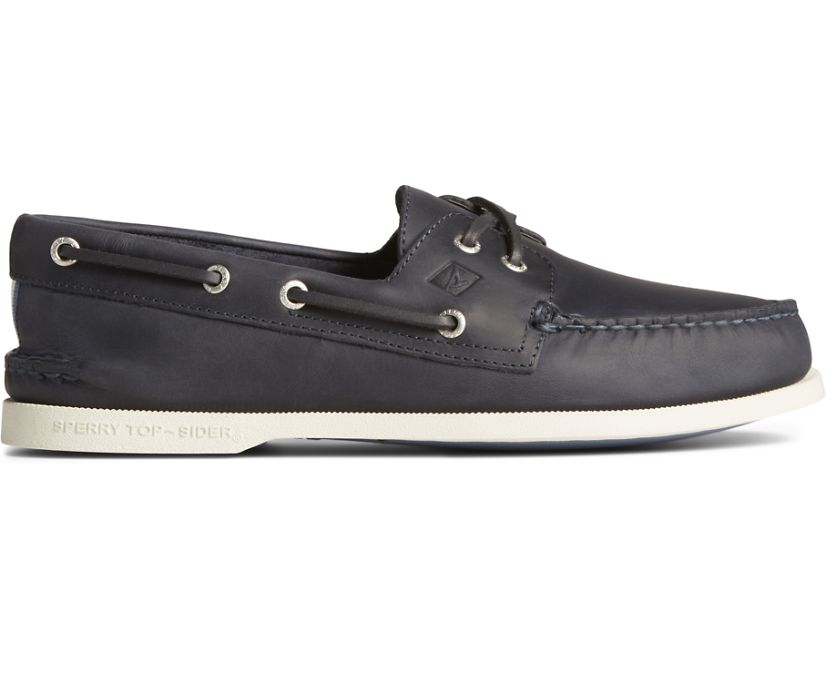 Zapatos del Barco Sperry Authentic Original Cross Lace Cuero Azul Marino | PCKIDY265