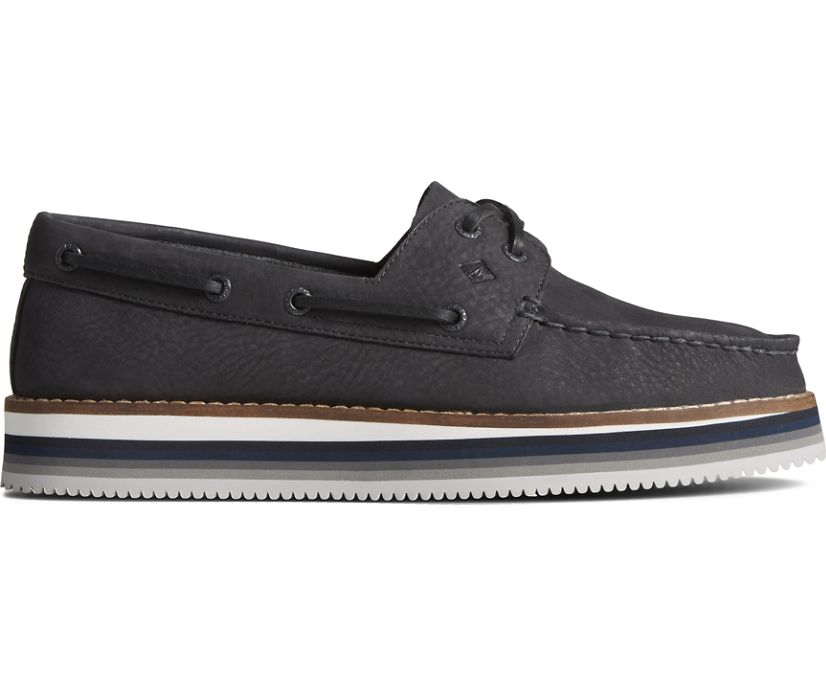 Zapatos del Barco Sperry Authentic Original Stacked Negras | PXWIAS847