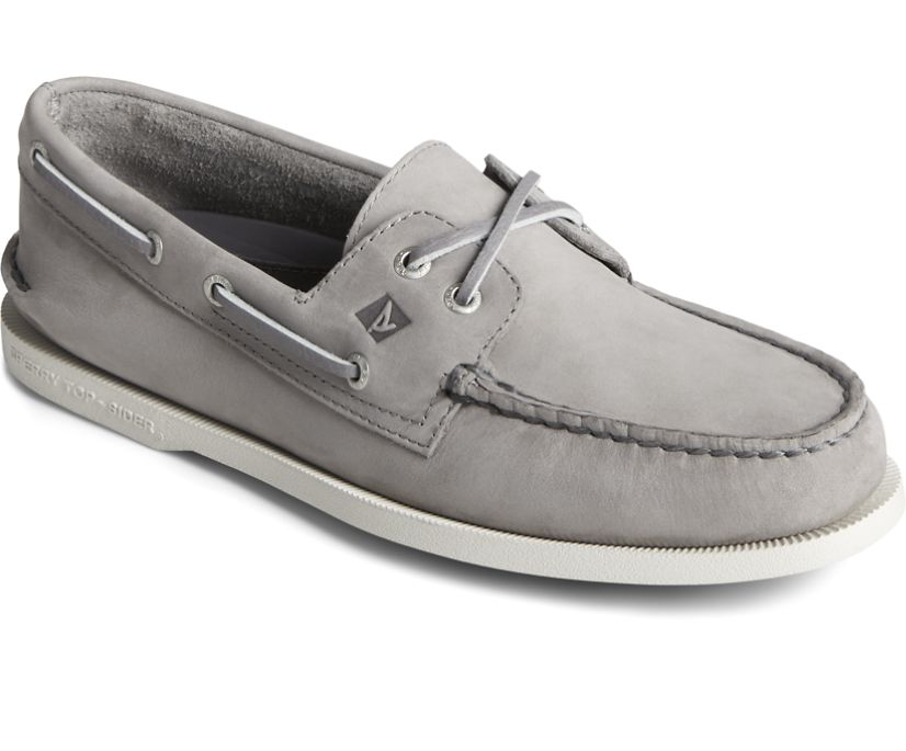 Zapatos del Barco Sperry Authentic Original Cross Lace Cuero Gris | ZHTLRF745