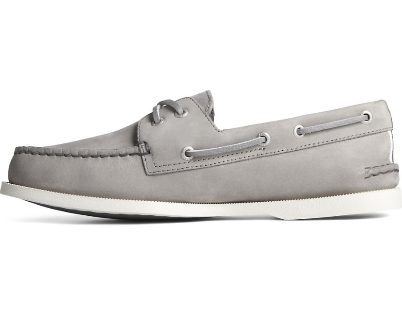 Zapatos del Barco Sperry Authentic Original Cross Lace Cuero Gris | ZHTLRF745