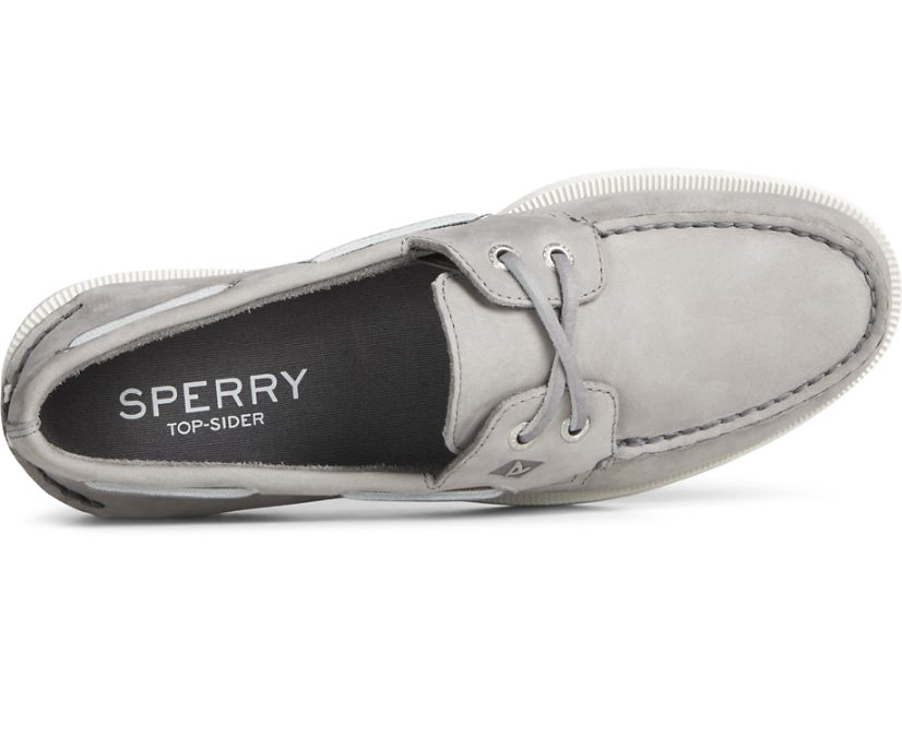 Zapatos del Barco Sperry Authentic Original Cross Lace Cuero Gris | ZHTLRF745