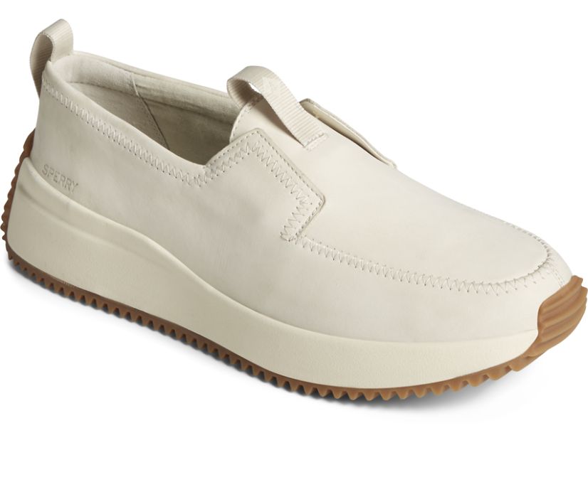 Zapatos del Barco Sperry Boat Runner Cuero Blancas | CBAWDR280