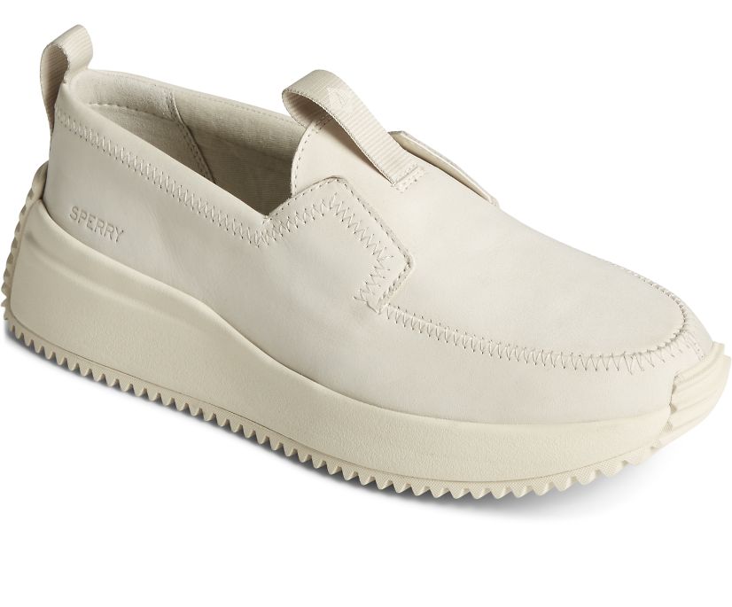 Zapatos del Barco Sperry Boat Runner Cuero Blancas | DCOJWK509