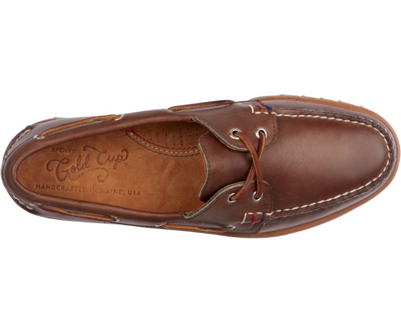 Zapatos del Barco Sperry Gold Cup Handcrafted in Maine Authentic Original Marrones | JRMPVY389