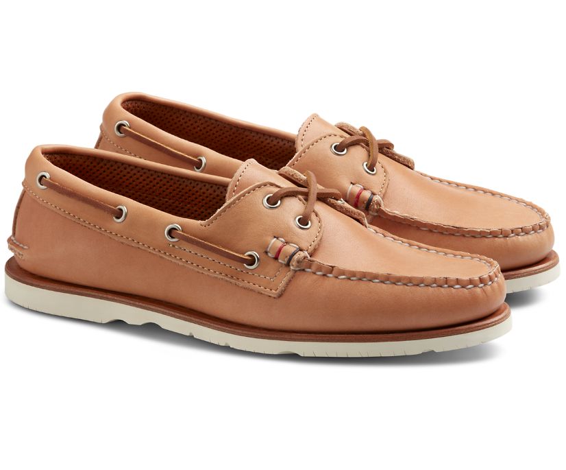 Zapatos del Barco Sperry Gold Cup Handcrafted in Maine Authentic Original Beige | JZRUWG053