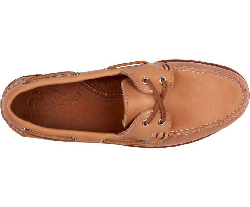 Zapatos del Barco Sperry Gold Cup Handcrafted in Maine Authentic Original Beige | JZRUWG053