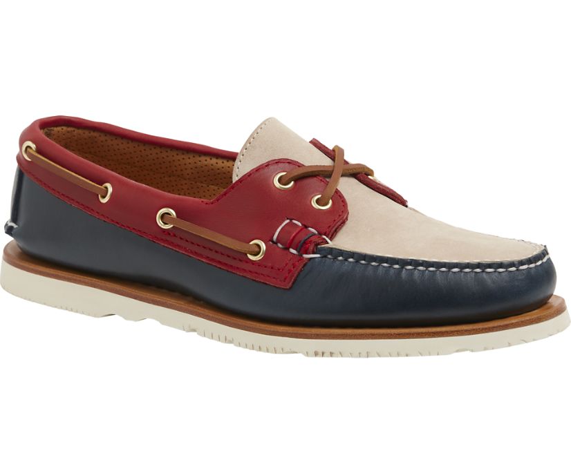 Zapatos del Barco Sperry Gold Cup Handcrafted in Maine Authentic Original Tri-Tone Azul Marino Rojas Blancas | VCWNDH358