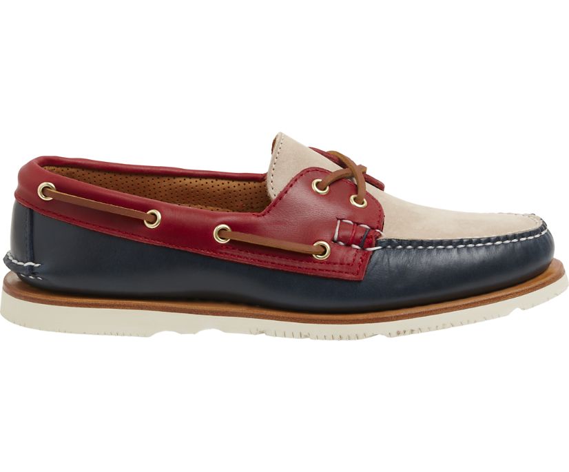 Zapatos del Barco Sperry Gold Cup Handcrafted in Maine Authentic Original Tri-Tone Azul Marino Rojas Blancas | VCWNDH358