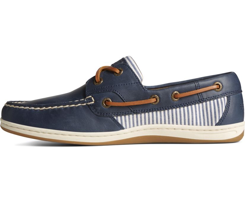 Zapatos del Barco Sperry Koifish Cuero Seersucker Azul Marino | LBUNIE032