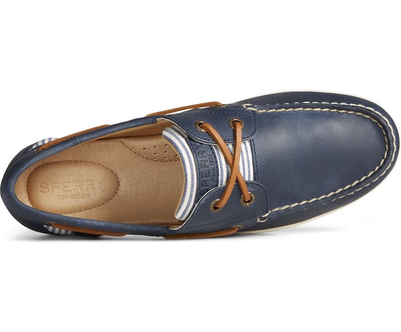 Zapatos del Barco Sperry Koifish Cuero Seersucker Azul Marino | LBUNIE032