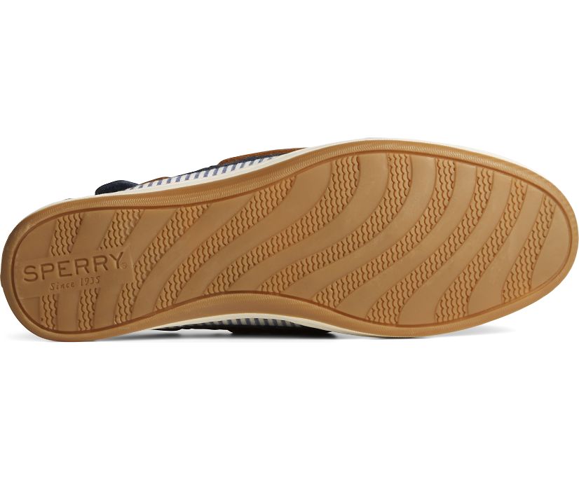 Zapatos del Barco Sperry Koifish Cuero Seersucker Azul Marino | LBUNIE032