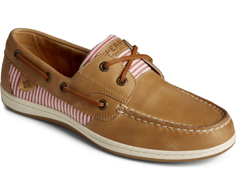 Zapatos del Barco Sperry Koifish Cuero Seersucker Beige | VHGIKO574