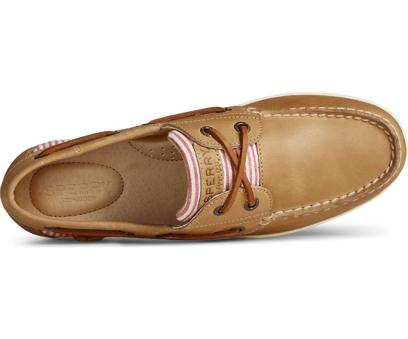 Zapatos del Barco Sperry Koifish Cuero Seersucker Beige | VHGIKO574