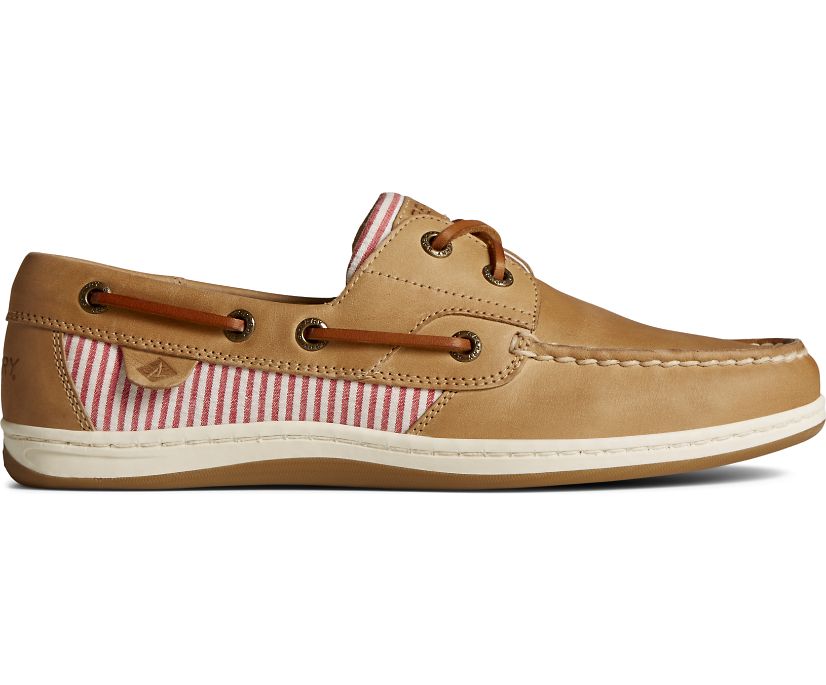 Zapatos del Barco Sperry Koifish Cuero Seersucker Beige | VHGIKO574