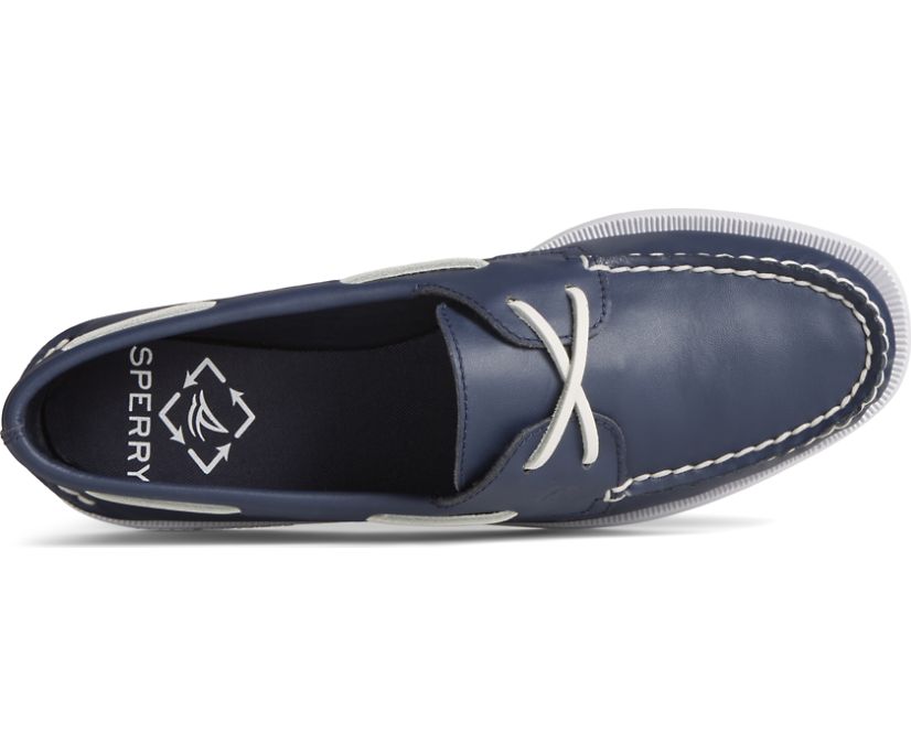 Zapatos del Barco Sperry SeaCycled™ Authentic Original 2-Eye Azul Marino | QZXFVN890