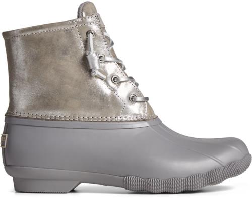 Botas Sperry Saltwater Metallic Cuero Plateadas | RNUSJO864