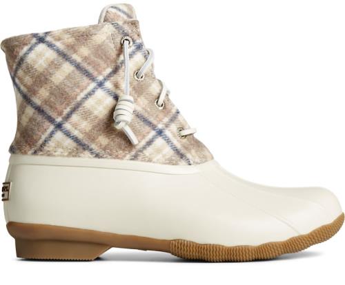 Botas Sperry Saltwater Plaid Lana Blancas | CNAPDR623