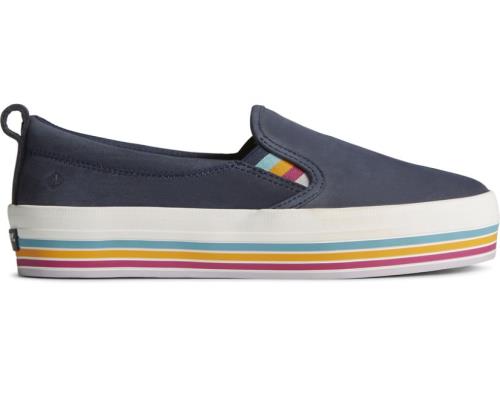 Zapatillas Sperry Crest Twin Gore Platform Stripe Slip On Azul Marino | YMILHB791