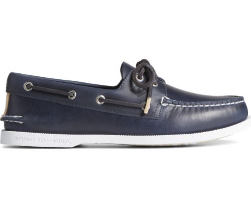 Zapatos del Barco Sperry Authentic Original 2-Eye Pull Up Cuero Azul Marino | BRXDNA108